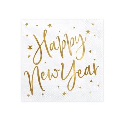 Nytrsservietter Hvid m. Guld/ 20 Stk.