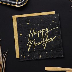 Nytrs Servietter Sort m. Guld  33x33 cm/20 Stk.