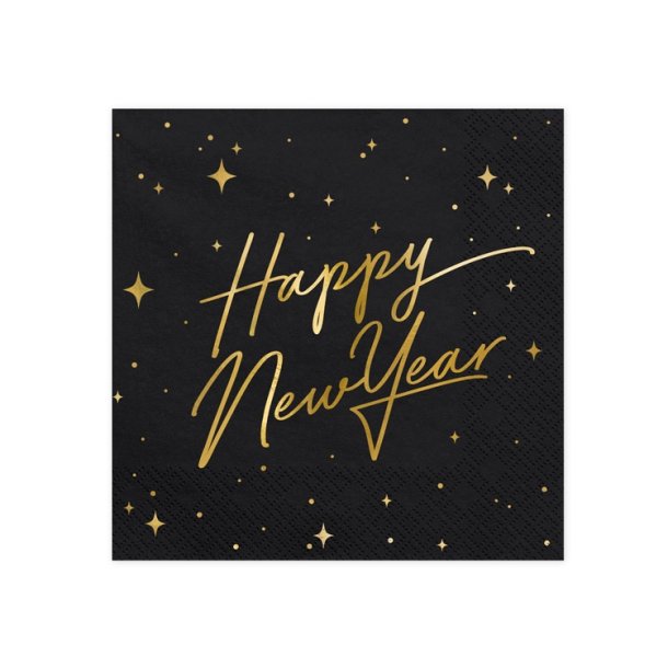 Nytrs Servietter Sort m. Guld  33x33 cm/20 Stk.