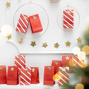 Julekalender Rde Papirsposer/ 24 Stk.