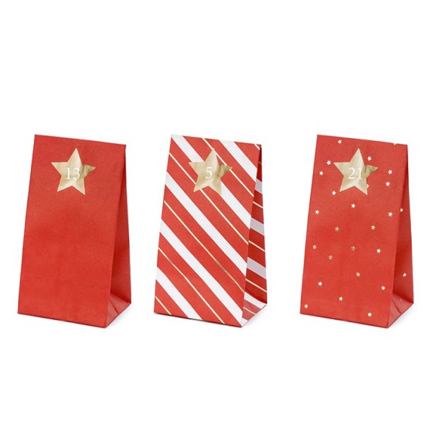 Julekalender Rde Papirsposer/ 24 Stk.