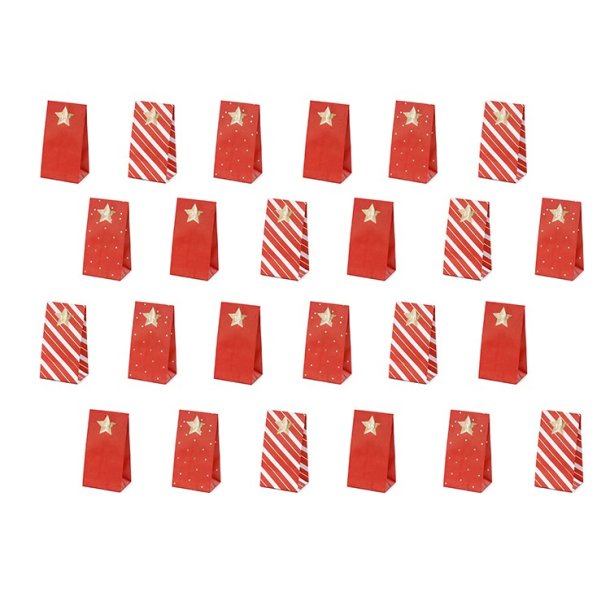 Julekalender Rde Papirsposer/ 24 Stk.