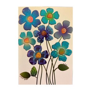  Kort med Kuvert. / Bl� Blomster
