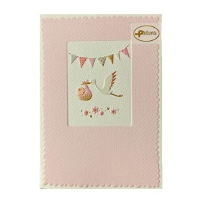 Kort med Natur Kuvert. / Stork med Baby  Lyser�d