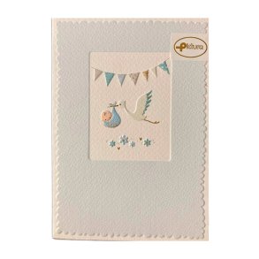 Kort med Natur Kuvert. / Stork med Baby  Lysebl�