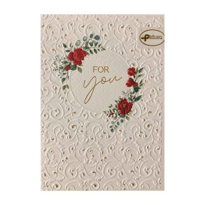 Kort med Natur Kuvert. / R�de Blomster 