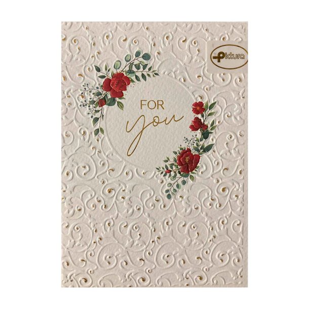 Kort med Natur Kuvert. / R�de Blomster "FOR you" 