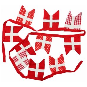 Dannebrog Flagguirlande Stof 10 Flag