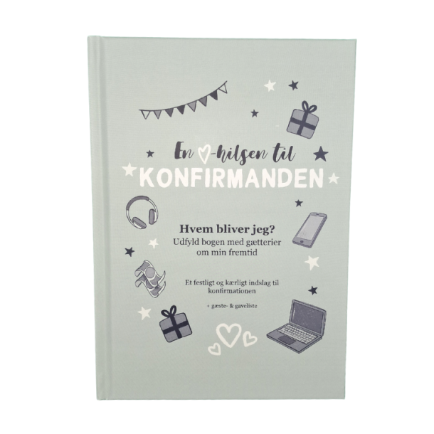 Falk &amp; Bille Gstebog Konfirmation - Stvet Grn m/ Grafik