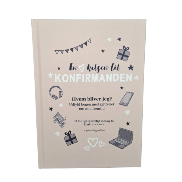 Falk &amp; Bille Gstebog Konfirmation - Beige m/ Grafik