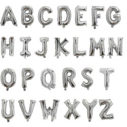 Foliebogstaver A-Z 102 cm./ Slv