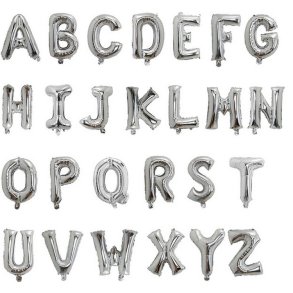 Foliebogstaver A-Z 102 cm./ Slv