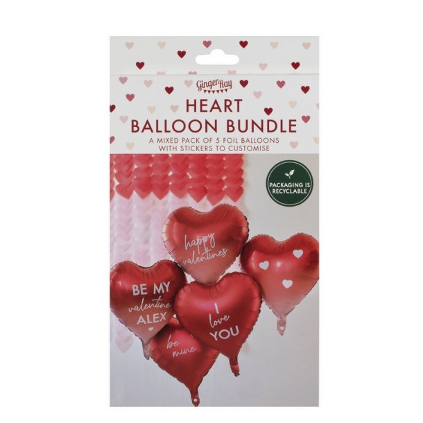 Ballonkit Hjerter M. Personlig Tekst