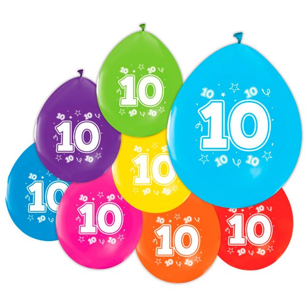 Latex Ballon Mix Farver "10" / 8 stk. 30 cm.