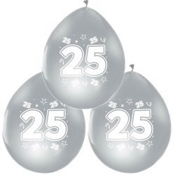 "25" Slv Latex Balloner / 8 stk. 