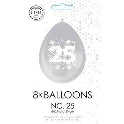 "25" Slv Latex Balloner / 8 stk. 