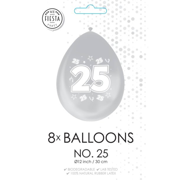 "25" Slv Latex Balloner / 8 stk. 