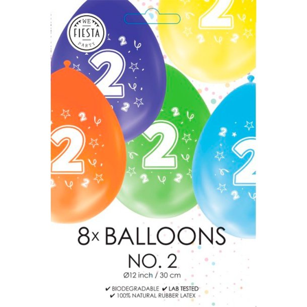 Latex Ballon Mix Farver "2" / 8 stk. 30 cm.