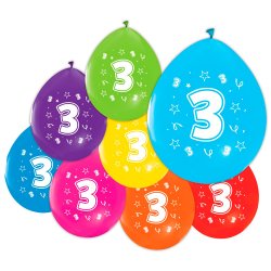 Latex Ballon Mix Farver "3" / 8 stk. 30 cm.