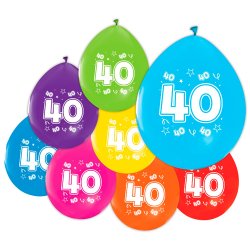 Latex Ballon Mix Farver "40" / 8 stk. 30 cm.
