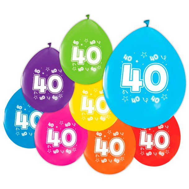 Latex Ballon Mix Farver "40" / 8 stk. 30 cm.