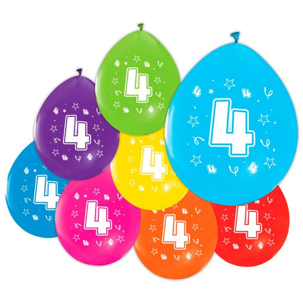 Latex Ballon Mix Farver "4" / 8 stk. 30 cm.