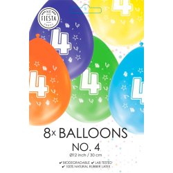 Latex Ballon Mix Farver "4" / 8 stk. 30 cm.