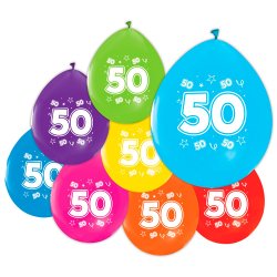 Latex Ballon Mix Farver "50" / 8 stk. 30 cm.