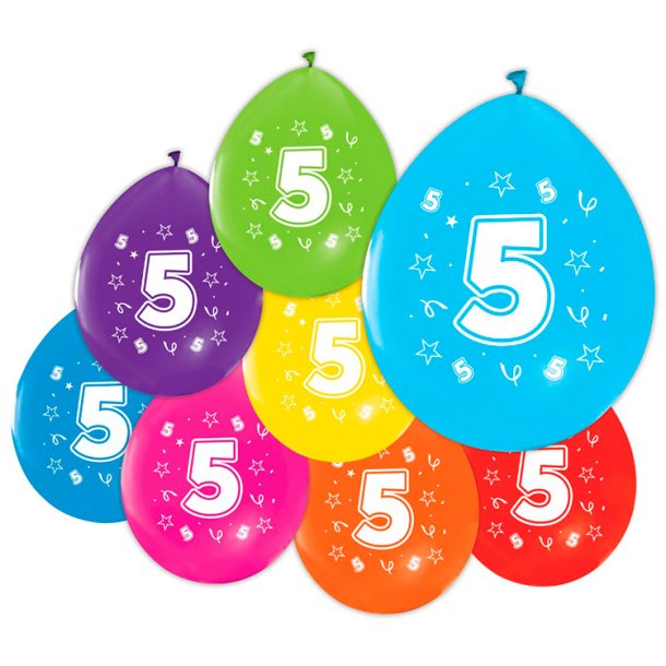Latex Ballon Mix Farver "5" / 8 stk. 30 cm.