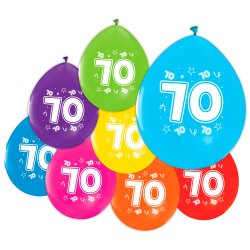Latex Ballon Mix Farver "70" / 8 stk. 30 cm.