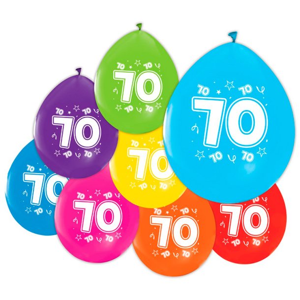 Latex Ballon Mix Farver "70" / 8 stk. 30 cm.
