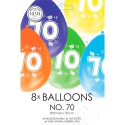 Latex Ballon Mix Farver "70" / 8 stk. 30 cm.