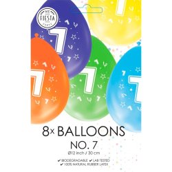 Latex Ballon Mix Farver "7" / 8 stk. 30 cm.