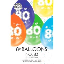 Latex Ballon Mix Farver "80" / 8 stk. 30 cm.