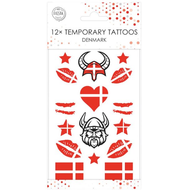 Falske Tatoveringer "Danmark" / 16 stk. 