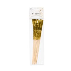 Guld Metallic Cocktailpinde 24 cm. / 10 stk.