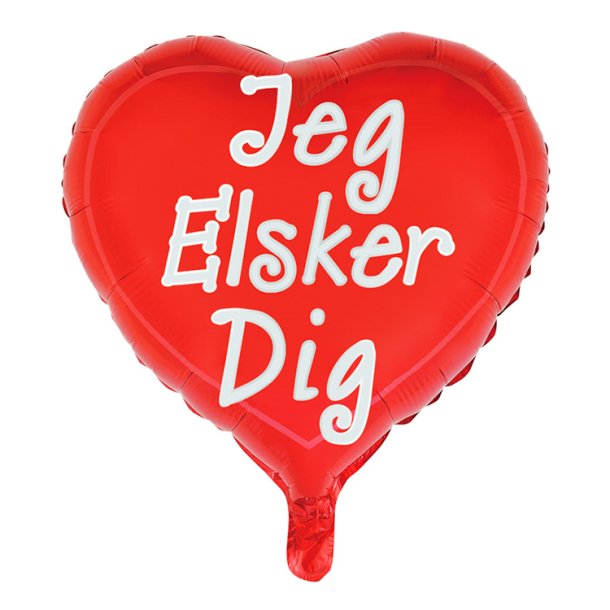 Hjerteformet R�d Folieballon 46 cm. / Jeg Elsker Dig