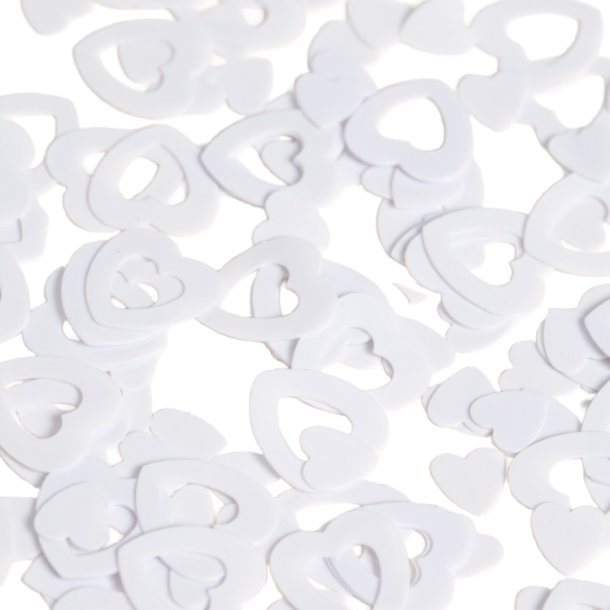Hjerte Konfetti - 2 str. Hjerter 14 gr. / Hvid