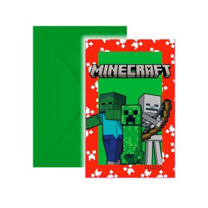 Minecraft Indbydelser / 6 stk. 