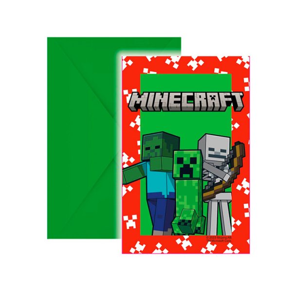 Minecraft Indbydelser / 6 stk. 