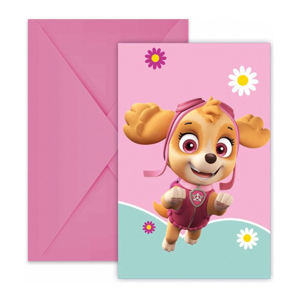 Pastel Paw Patrol Indbydelser/ 6 stk. 