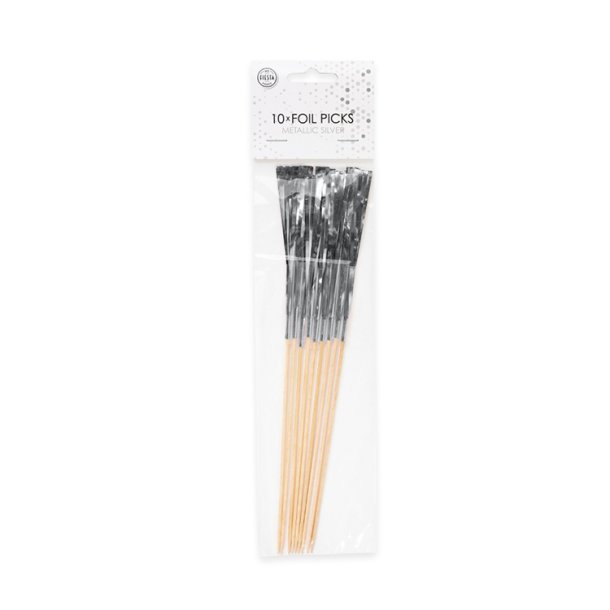 S�lv Metallic Cocktailpinde 24 cm. / 10 stk.