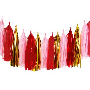 Tassel Guirlande 4 meter- Guld/Bordeux/Lyserd