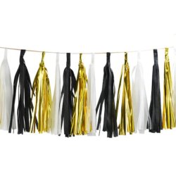 Tassel Guirlande 4 meter- Guld/Sort/Hvid
