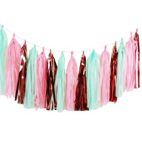 Tassel Guirlande 4 meter- Rose Gold/Mint/Lyserd