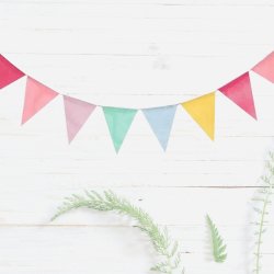 Jute Hessian Flag Pastel m. 12 Vimpler