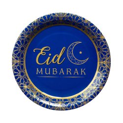 Eid Mubarak Tallerkener - 23 cm / 8 stk. - Marine