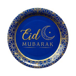 Eid Mubarak Tallerkener - 23 cm / 8 stk. - Marine
