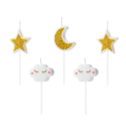 Kagelys m. Skyer og Stjerne/ 5 Stk. 