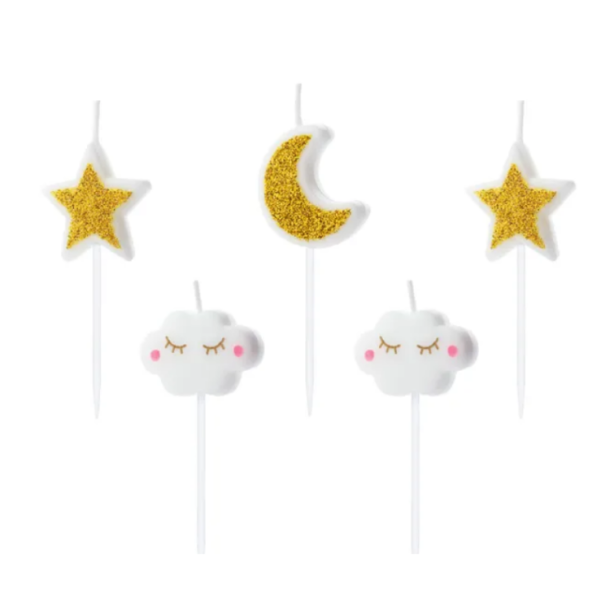 Kagelys m. Skyer og Stjerne/ 5 Stk. 